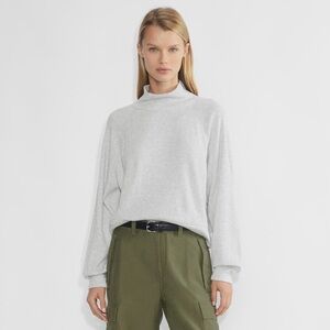 Aritzia TNA sz L Waffle Grey Relaxed High Collar Long Sleeves Shirt